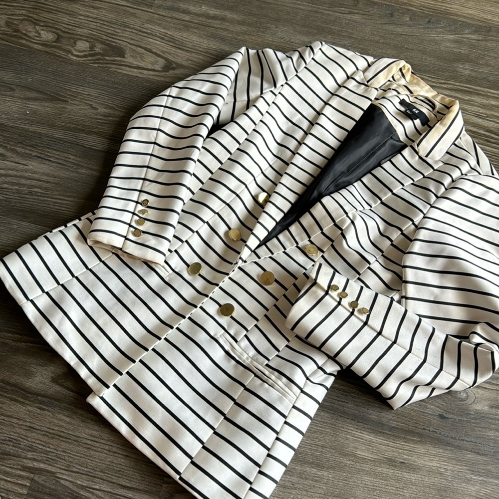 Black & White Striped Blazer